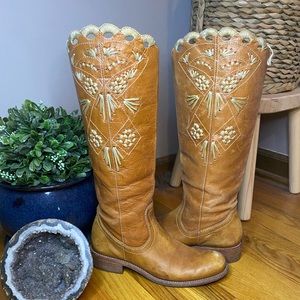 Leather Embroidered Boots Vintage